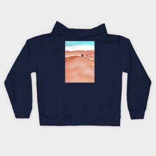 walk with dog in desert Kids Hoodie